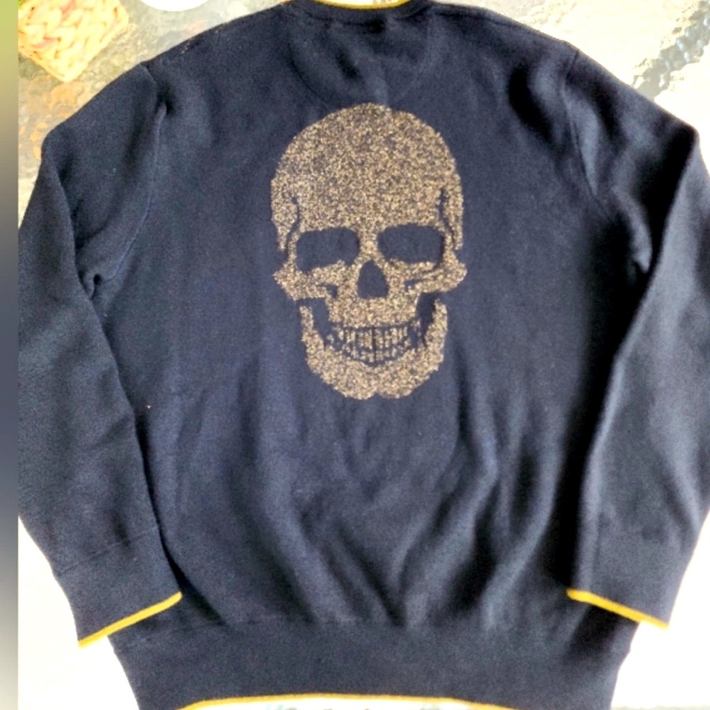Robert Graham Ltd Ed Skull Sweater - Size XL (fits like a L), gold thread